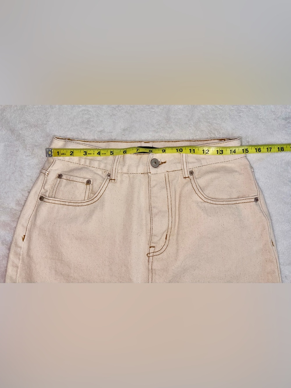 Steve Madden Avani Denim Ivory Midi Skirt sz 10 - Picture 6 of 9